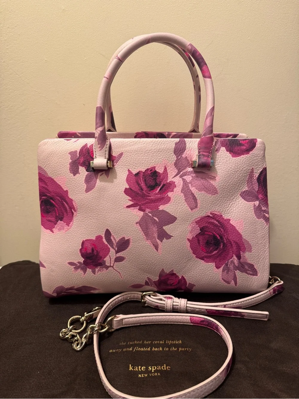 Kate Spade Emerson Place Roses Olivera Satchel Plum Dawn